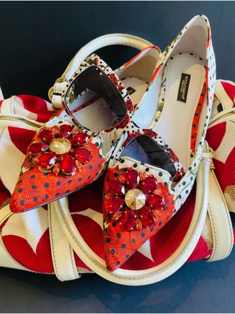 🛍️Authentic Dolce & Gabbana Taormina Crystal Embellished Flats Size 38/US 8